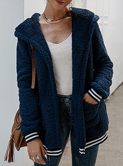 WMNS Hooded Over Sized Varsity Plush Jacket